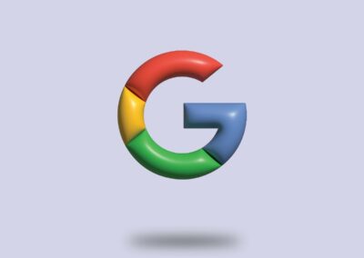 a colorful google logo on a blue background